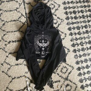 Tally Weijl Black Crop Occult Hoodie, size S